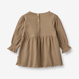 Wheat Main Jersey Dress Eliane | Baby Dresses 3238 beige rib stripe