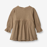 Wheat Main Jersey Dress Eliane | Baby Dresses 3238 beige rib stripe