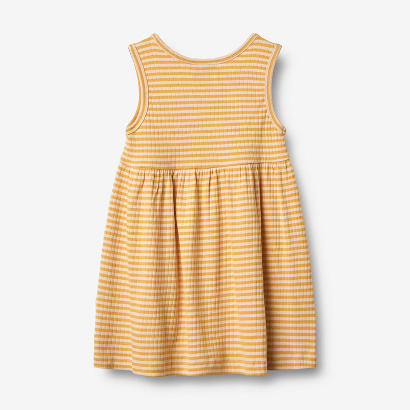 Wheat Main Jersey Dress Embroidery Martha Dress 9449 yellow rib stripe