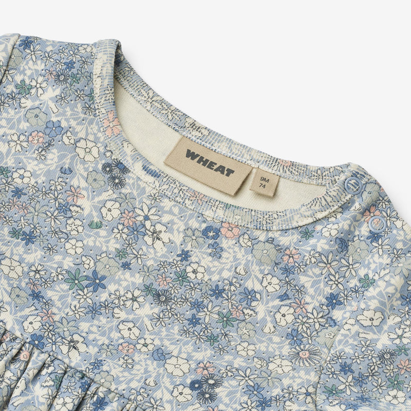 Wheat Main Jersey Dress S/S Nova Dress 9418 blue summer flowers