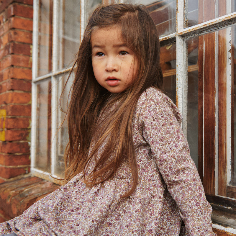 Jersey Dress Sessa - grey rose flowers Wheat.eu Jersey Dress Sessa - grey rose flowers Wheat.eu