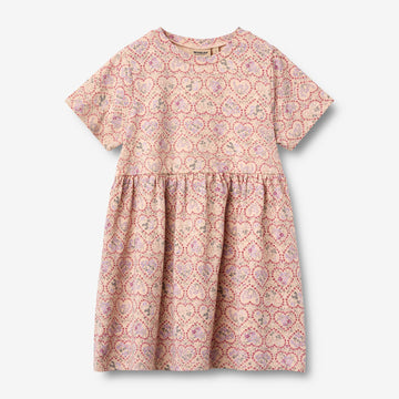 Wheat Main Jersey dress S/S Anna Dress 9876 magenta heart flowers