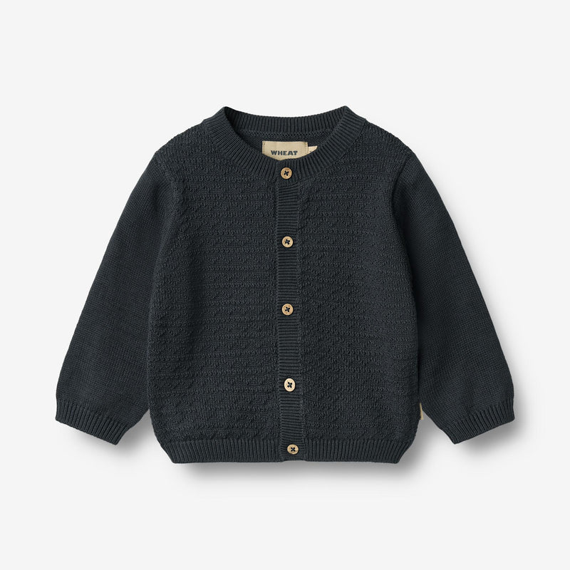 Wheat Main Knit Cardigan Bjørn Knitted Tops 1432 navy