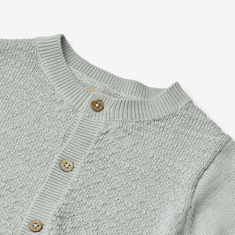 Wheat Main Knit Cardigan Bjørn Knitted Tops 1560 soft blue