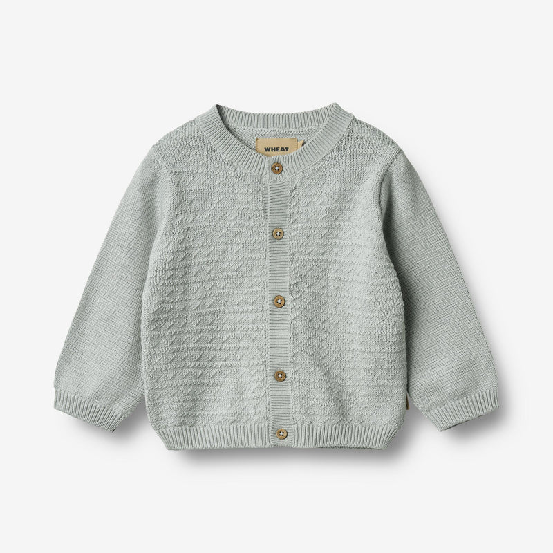 Wheat Main Knit Cardigan Bjørn Knitted Tops 1560 soft blue