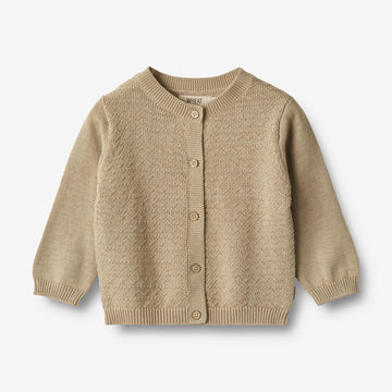 Wheat Main Knit Cardigan Bjørn Knitted Tops 0172 grey sand