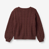 Wheat Main Knit Cardigan Celia Knitted Tops 2118 aubergine