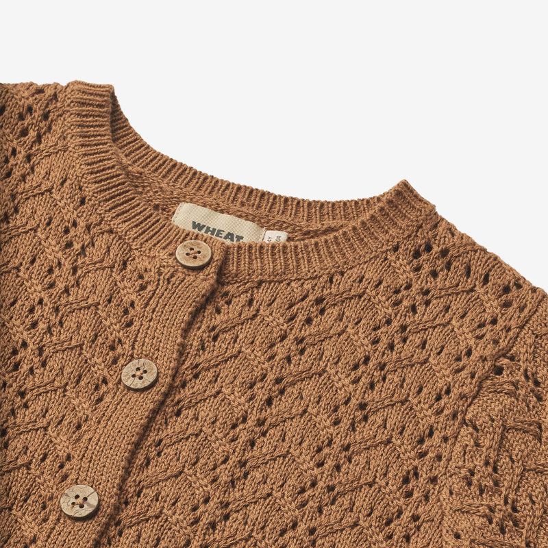 Wheat Main Knit Cardigan Celia Knitted Tops 5073 caramel