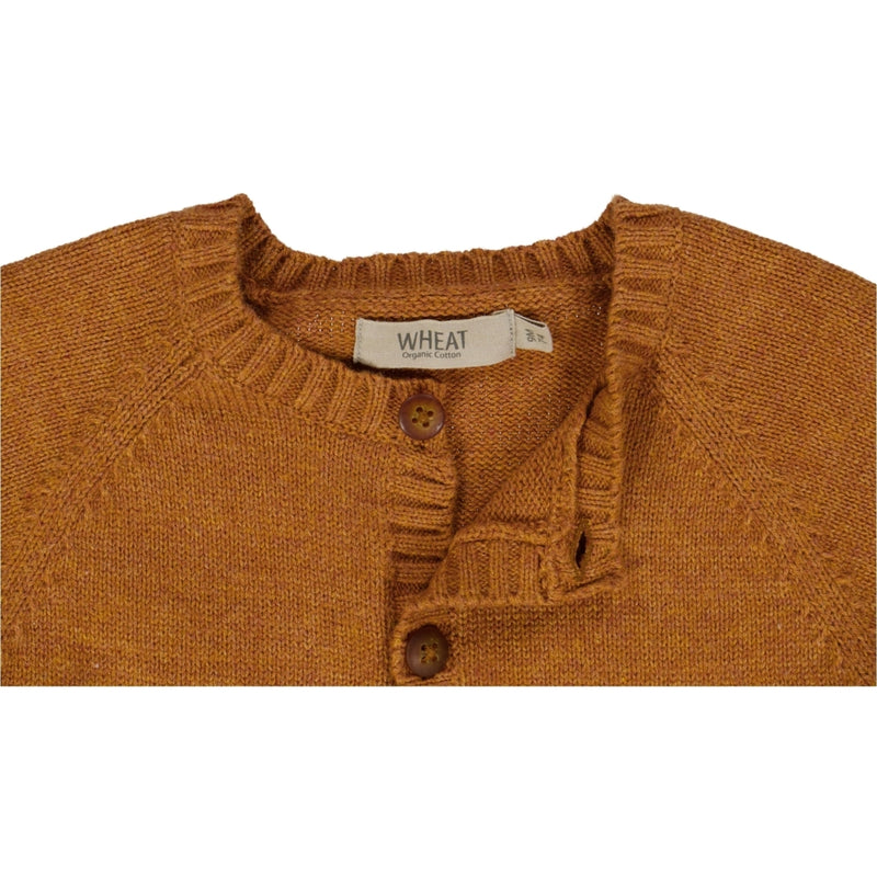 Wheat Main Knit Cardigan Classic Knitted Tops 3025 cinnamon melange