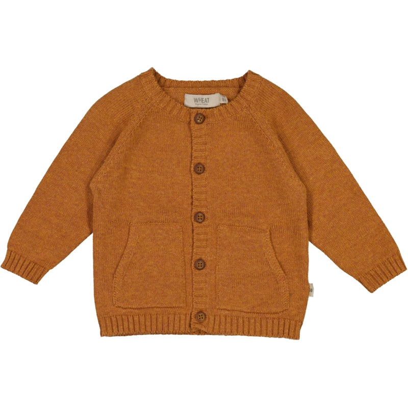 Wheat Main Knit Cardigan Classic Knitted Tops 3025 cinnamon melange