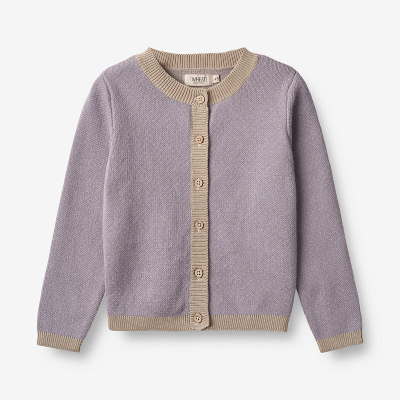 Wheat Main Knit Cardigan Elga Knitted Tops 1345 lavender beige