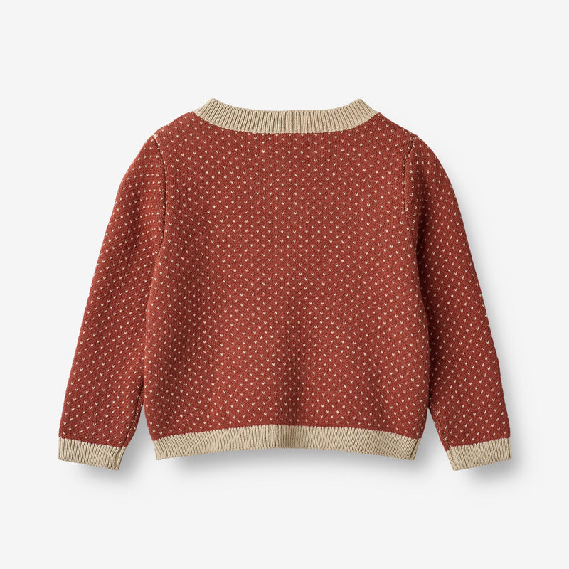 Wheat Main Knit Cardigan Elga | Baby Knitted Tops 2076 red beige