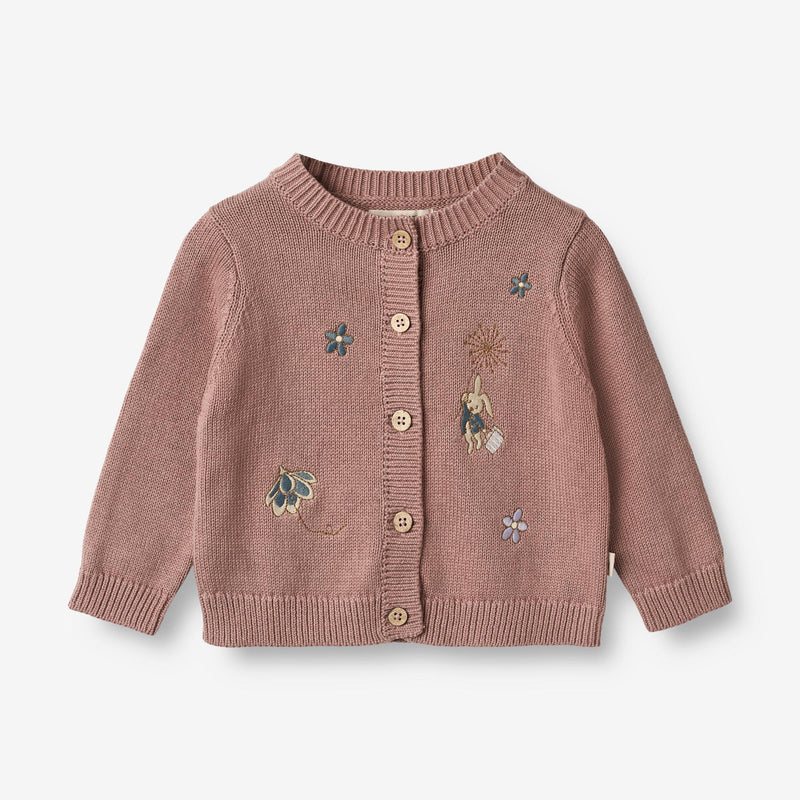 Wheat Main Knit Cardigan Ella | Baby Knitted Tops 1349 lavender rose