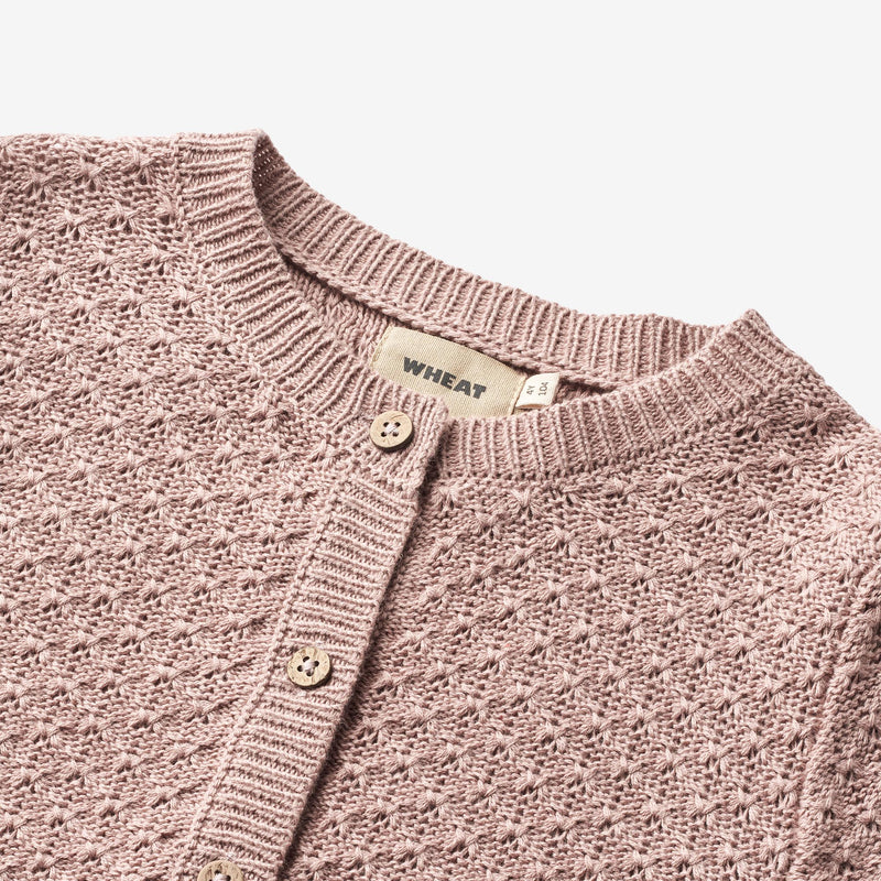 Wheat Main Knit Cardigan Magnella Knitted Tops 1135 dry rose