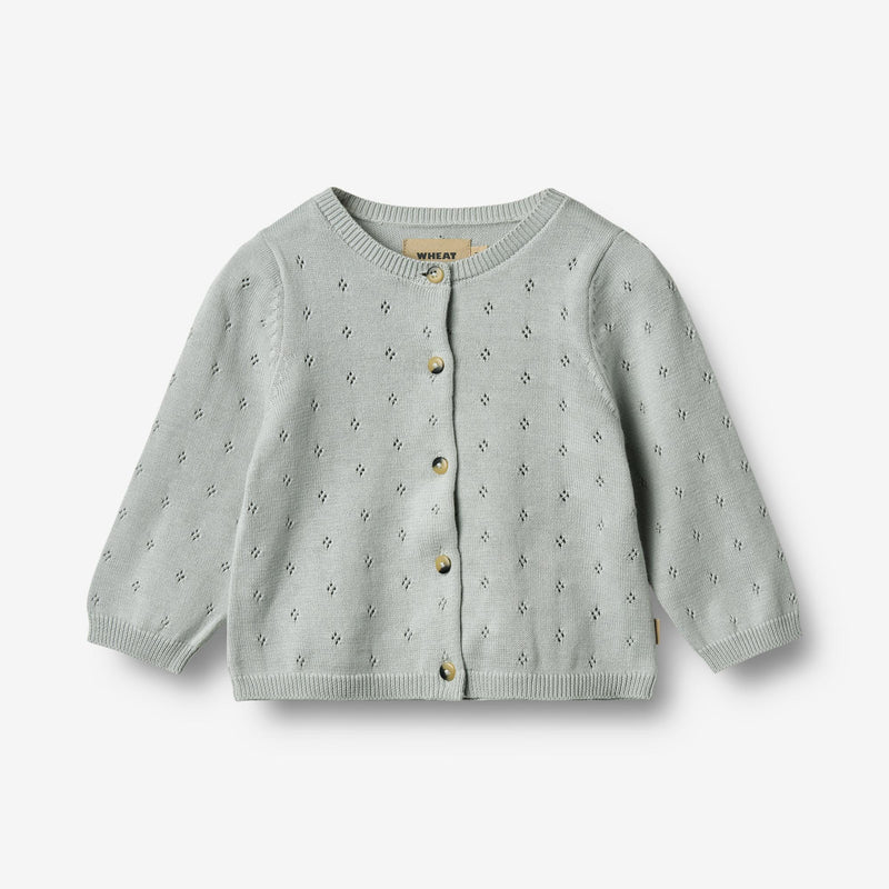 Wheat Main Knit Cardigan Maia Knitted Tops 1560 soft blue