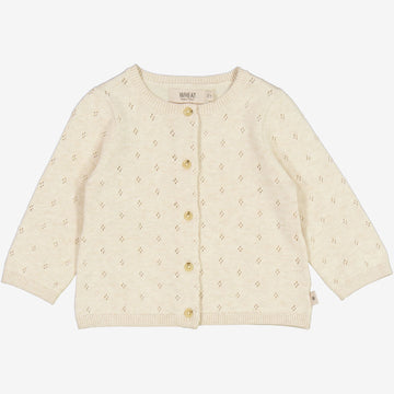 Wheat Main Knit Cardigan Maia | Baby Knitted Tops 1101 cloud melange