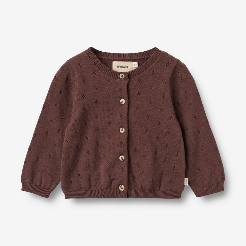 Wheat Main Knit Cardigan Maia | Baby Knitted Tops 3118 eggplant