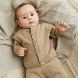 Wheat Main Knit Cardigan Nico Knitted Tops 9574 warm sand melange