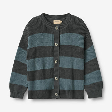 Wheat Main Knit Cardigan Noor Knitted Tops 9572 stormy weather stripe