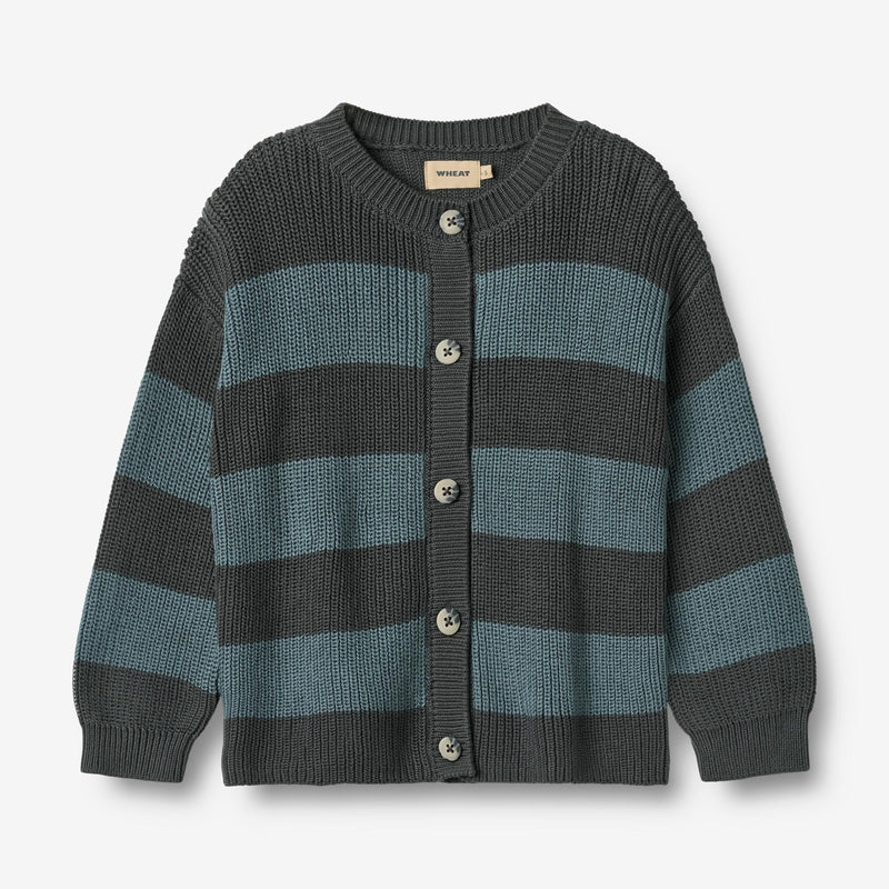 Wheat Main Knit Cardigan Noor Knitted Tops 9572 stormy weather stripe
