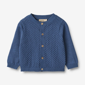 Wheat Main Knit Cardigan Siggi | Baby Knitted Tops 1173 deep ocean