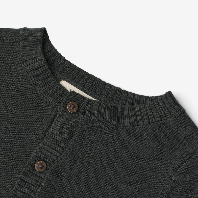 Wheat Main Knit Cardigan Sølve | Baby Knitted Tops 0025 black coal