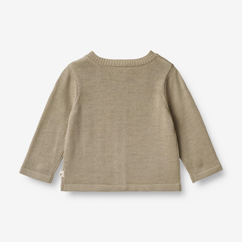 Wheat Main Knit Cardigan Sølve | Baby Knitted Tops 3239 beige stone