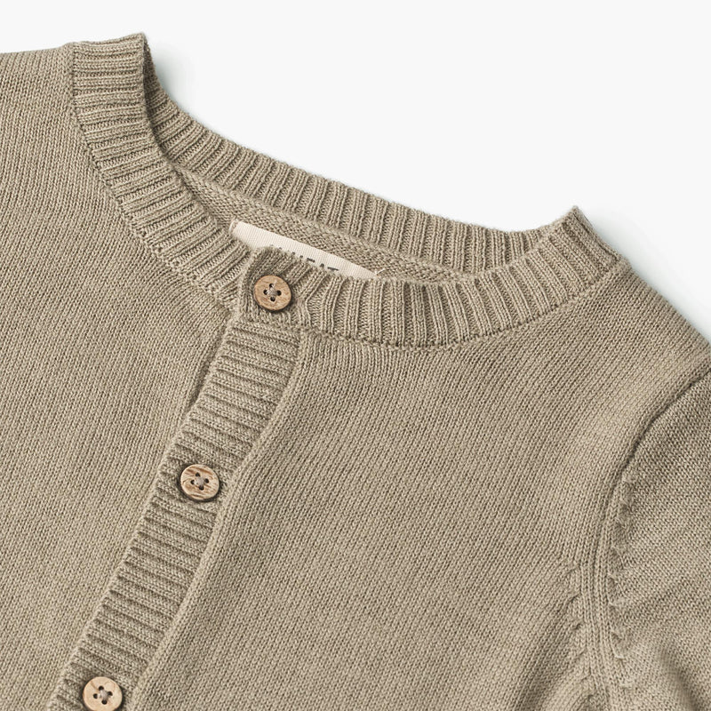Wheat Main Knit Cardigan Sølve | Baby Knitted Tops 3239 beige stone