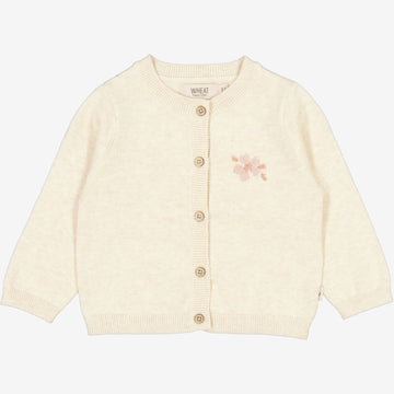 Wheat Main  Knit Cardigan Suzy Embroidery | Baby Knitted Tops 1101 cloud melange