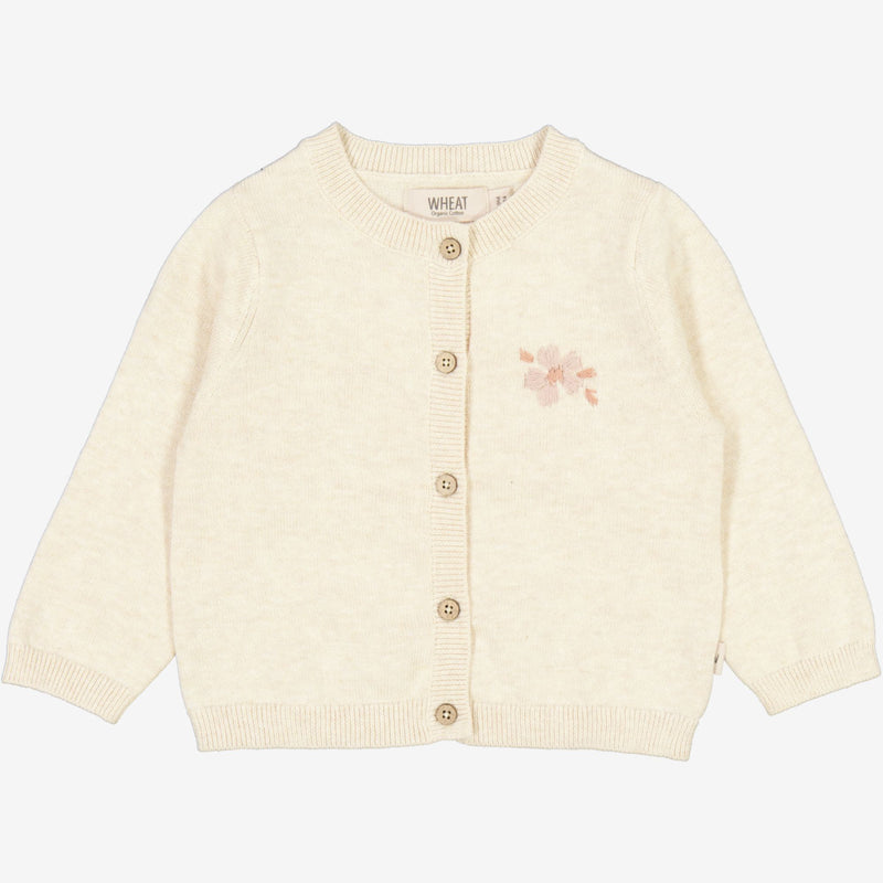 Wheat Knit Cardigan Suzy Embroidery | Baby Knitted Tops 1101 cloud melange