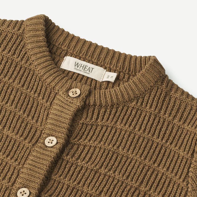Wheat Main Knit Cardigan Villy | Baby Knitted Tops 4143 green bark