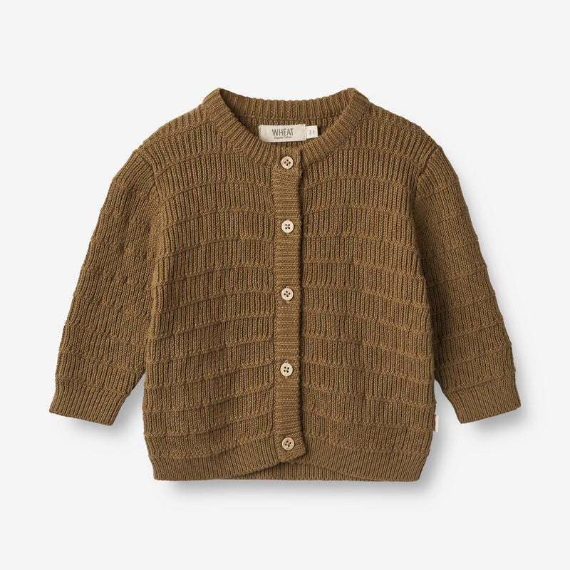 Wheat Main Knit Cardigan Villy | Baby Knitted Tops 4143 green bark