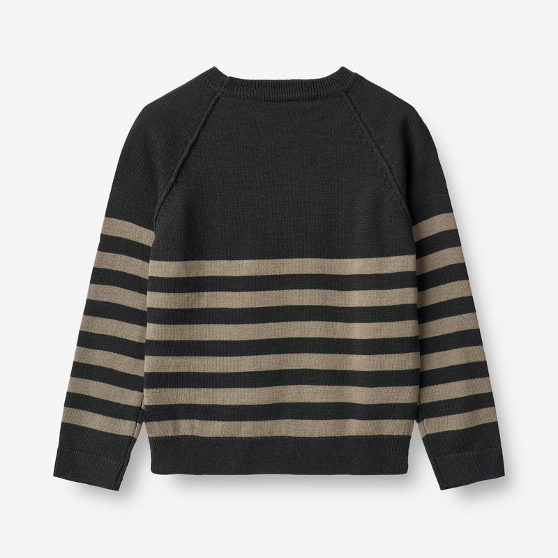Wheat Main Knit Pullover Benja Knitted Tops 0031 black beige stripe