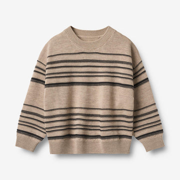 Wheat Main Knit Pullover Flores Knitted Tops 9568 sand black stripe