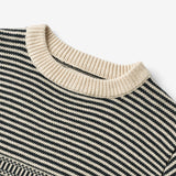 Wheat Main Knit Pullover Janus Knitted Tops 1432 navy