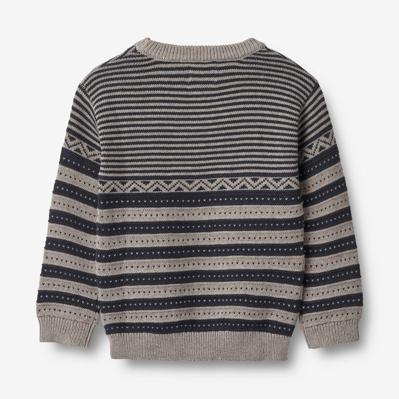 Wheat Main Knit Pullover Janus Knitted Tops 1432 navy