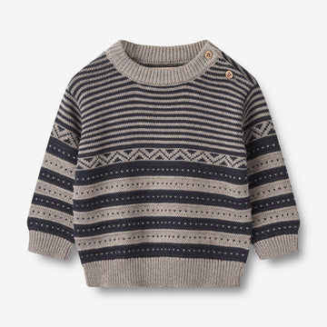 Wheat Main Knit Pullover Janus | Baby Knitted Tops 1432 navy