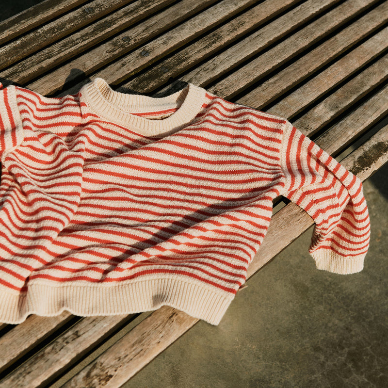 Wheat Main Knit Pullover Leise Knitted Tops 2078 red stripe