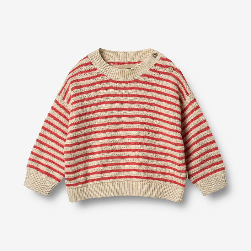 Wheat Main Knit Pullover Leise Knitted Tops 2078 red stripe