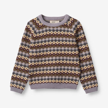 Wheat Main Knit Pullover Mimi Jacquard Knitted Tops 9404 multi lavender