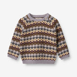 Wheat Main Knit Pullover Mimi Jacquard | Baby Knitted Tops 9404 multi lavender