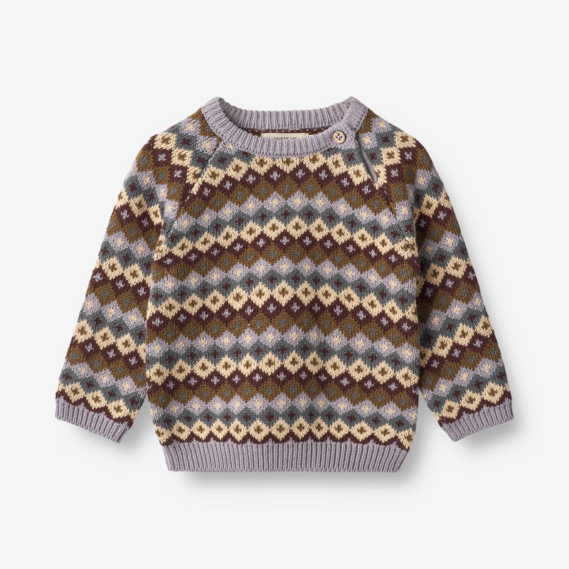 Wheat Main Knit Pullover Mimi Jacquard | Baby Knitted Tops 9404 multi lavender