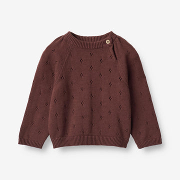 Wheat Main Knit Pullover Mira | Baby Knitted Tops 2118 aubergine