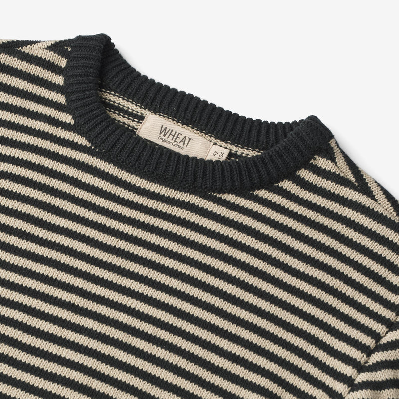 Wheat Main Knit Pullover Morgan Knitted Tops 1433 navy stripe