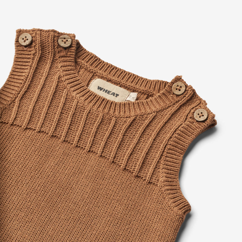 Wheat Main Knit Romper Vigge | Baby Suit 5073 caramel