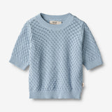 Wheat Main Knit Top S/S Alva Knitted Tops 1049 blue summer