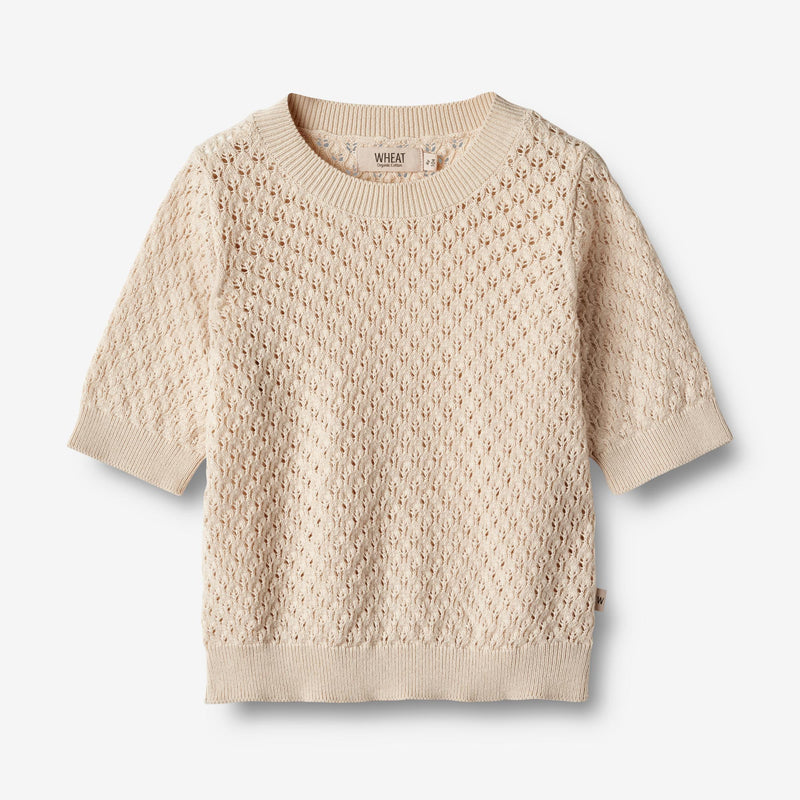 Wheat Main Knit Top S/S Alva Knitted Tops 3336 sandshell