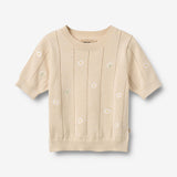 Wheat Main Knit Top S/S Malvina Top 9731 sandshell white flowers