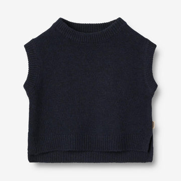 Wheat Main Knit Vest Cuba Knitted Tops 1432 navy