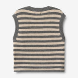 Wheat Main Knit Vest Ruby Knitted Tops 0175 grey stripe